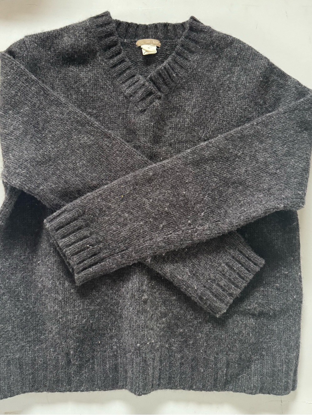 J. Crew Women’s Charcoal V-Neck Wool Sweater